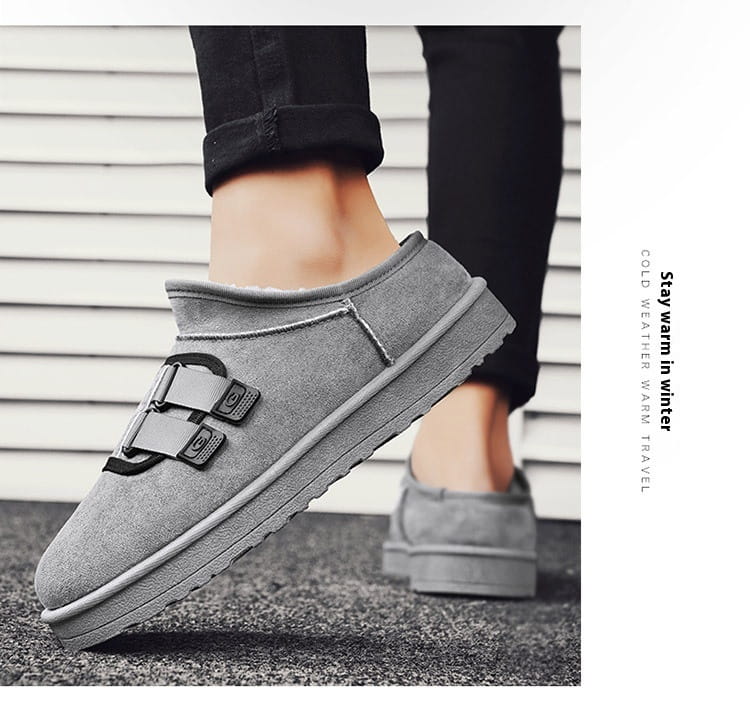 Winter Half Slippers Men’s Shoes Fleece-lined Thick