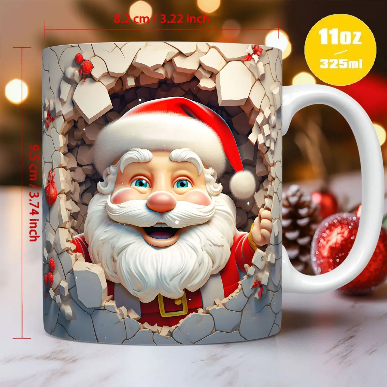 Christmas Theme Ceramic Mug 3D Santa Claus Coffee Cup Kitchen Gadgets