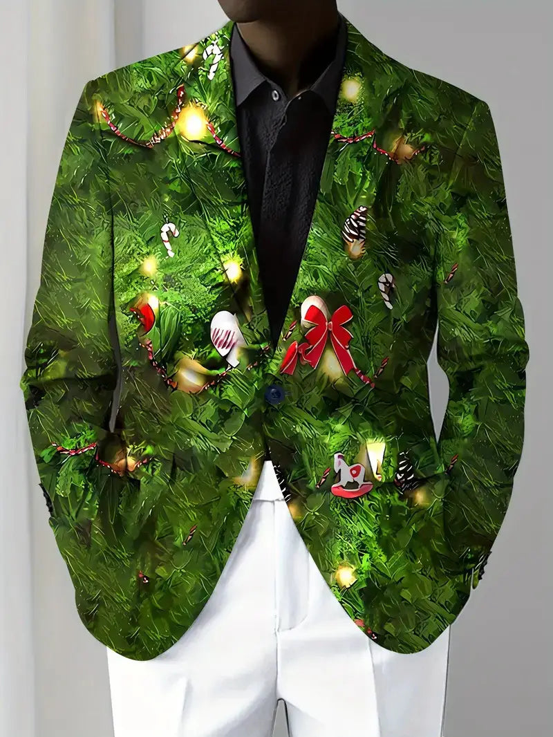 Christmas Series Cartoon Anime Men’s Long-sleeved Coat