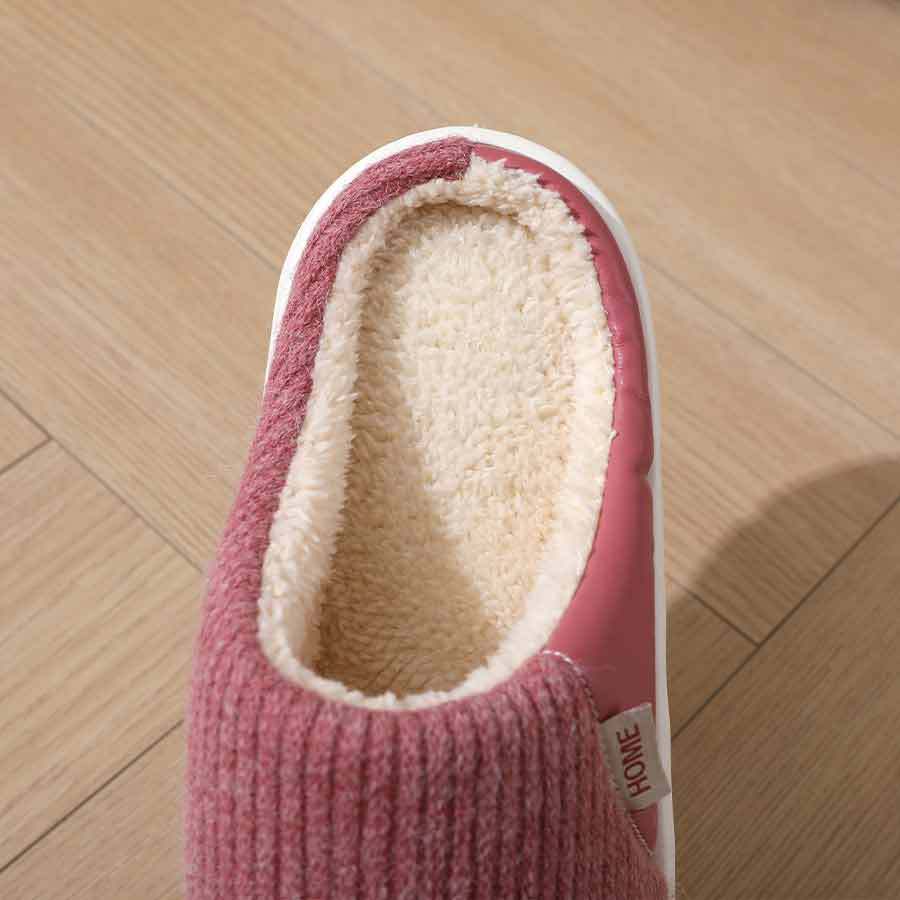 Winter Warm Plush Home Slippers Lightweight Thick Bottom Silent Non-slip Floor Bedroom Slippers Couple House Shoes