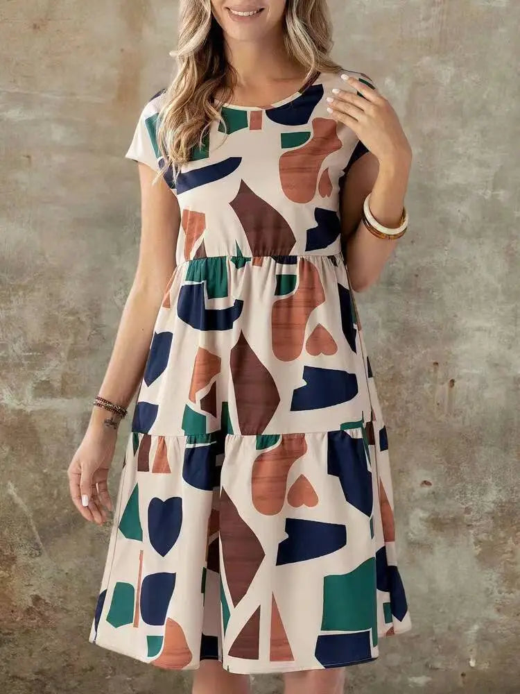 Fashion Casual Multicolor Printed Women’s Dress