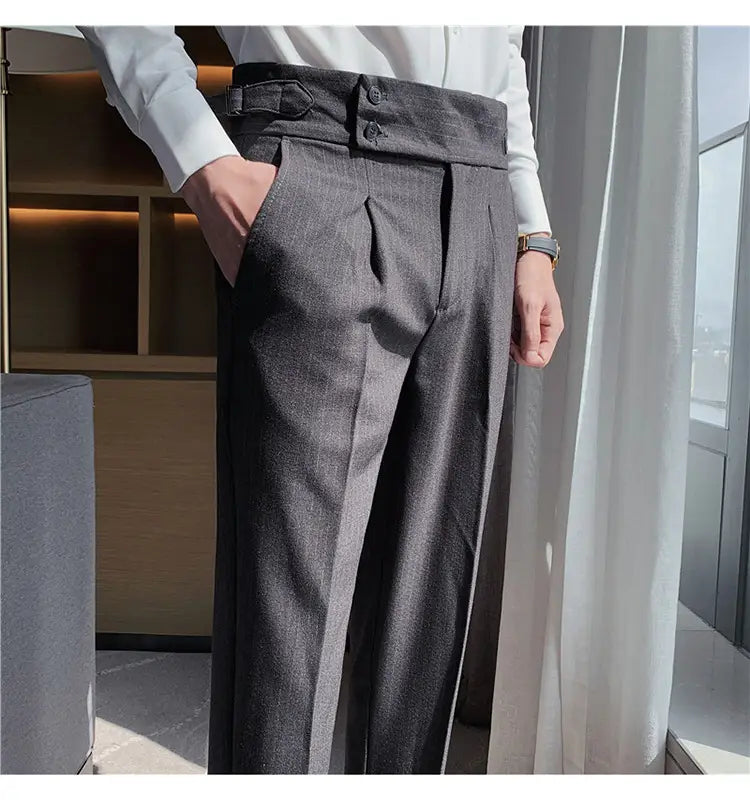 High-waisted Trousers Striped Casual Men
