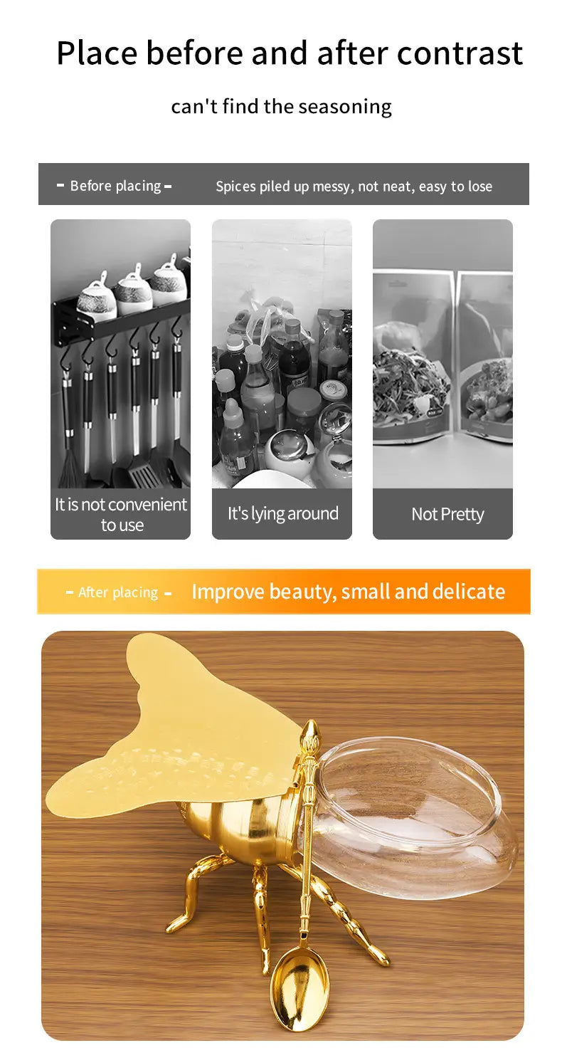 Bee Shaped Honey Jar With Spoon Kitchen Gadgets