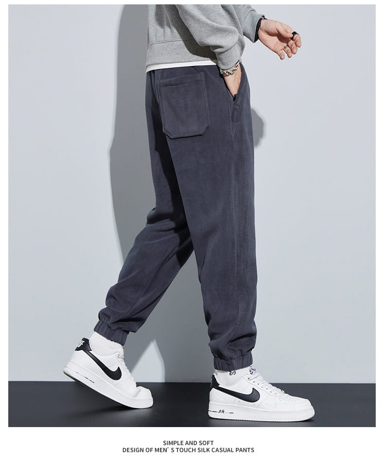 Thickened Outer Wear Loose Double-sided Velvet Ankle-tied Sports Pants For Men