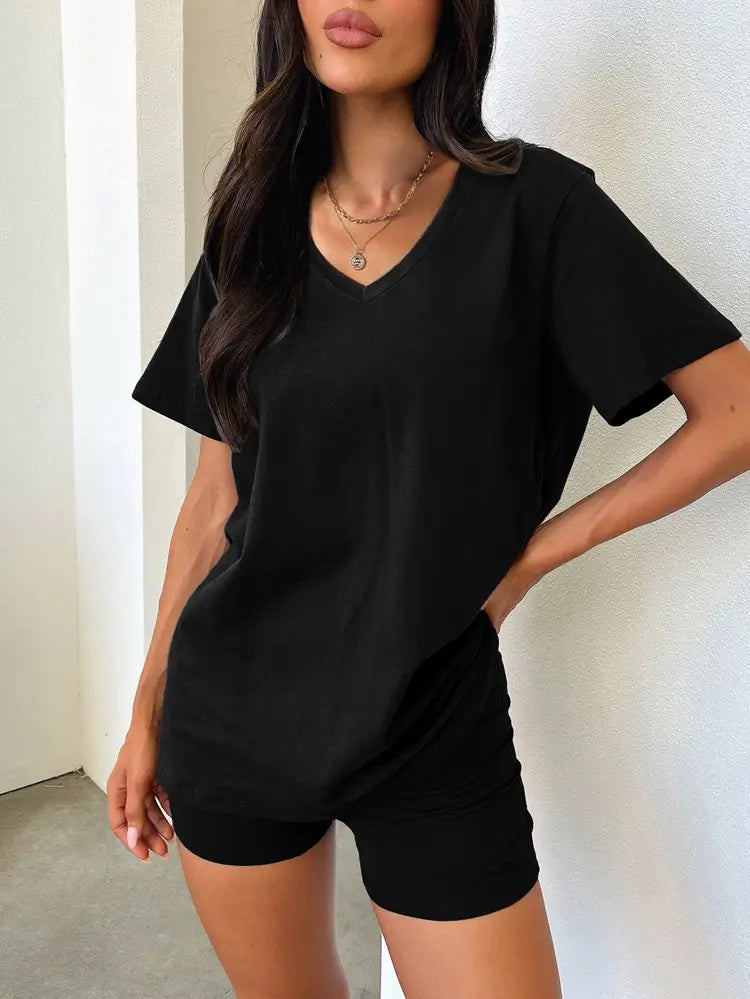 V-neck Casual Temperament Pure Color Fashion Suit