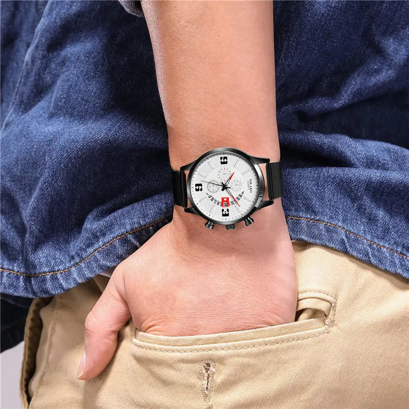 Fashion Three-eye Digital Men’s Watch With Calendar