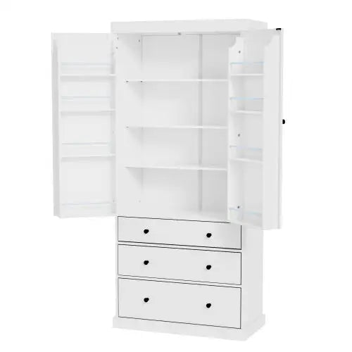 77 Inch Farmhouse Kitchen Storage Room - White - 5