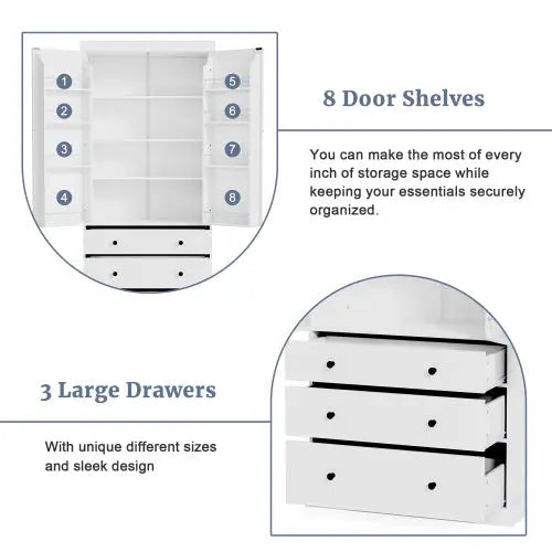 77 Inch Farmhouse Kitchen Storage Room - White - 5