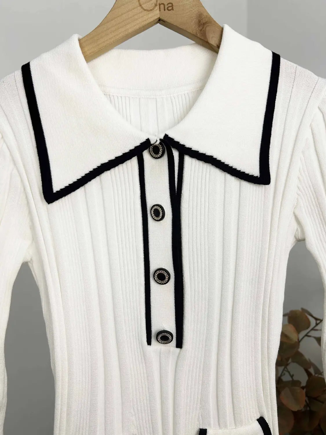 Trumpet-sleeved Knitted Dress Fashion Slim Lapel Button Dresses Fall Wainter Women’s Clothing