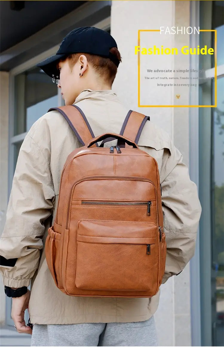 Multi-functional Retro Leather Backpack