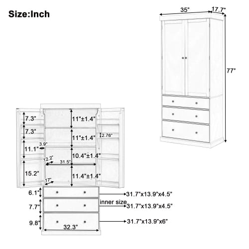 Seventy seven Inch Farmhouse Kitchen Storage Room
