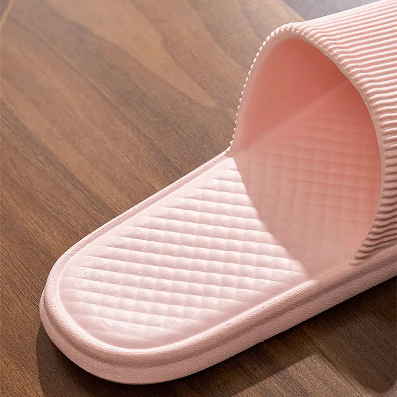 Summer Slipper Indoor House Shoes For Men Women Couples Solid Color Rhombus Striped Non-slip Bathroom Slippers