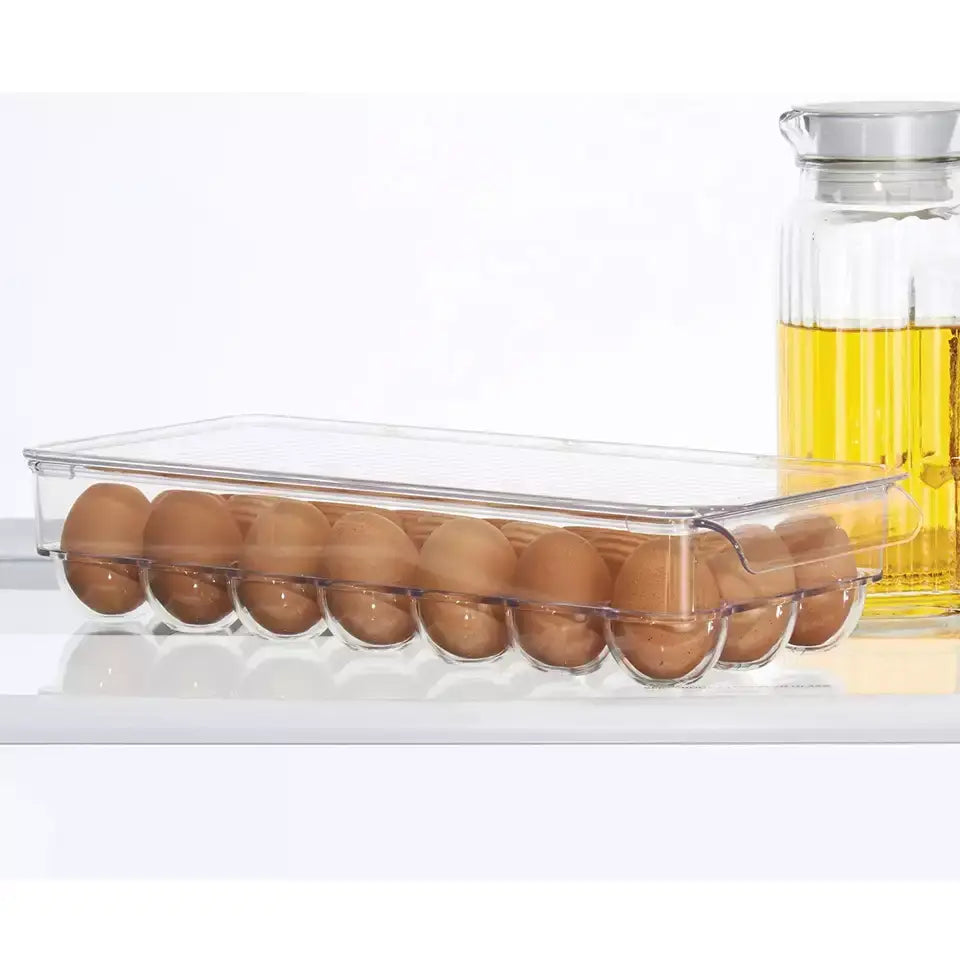 Transparent 21 Grids Refrigerator Egg Holder Box With Lid Kitchen Freshness Separated Storage Food Savers Tray Egg