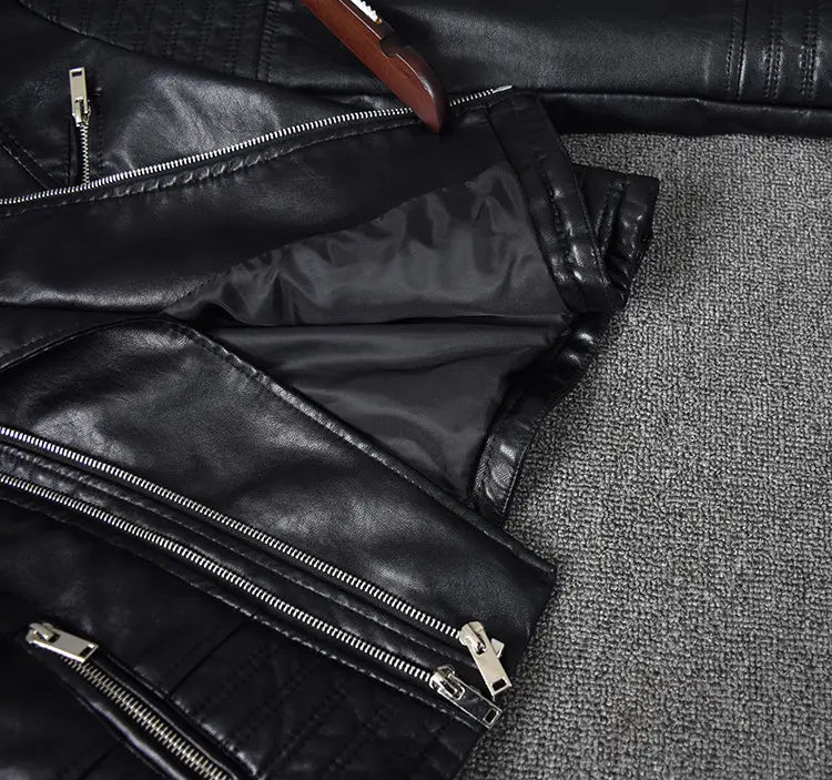 Women Washed PU Leather Jacket