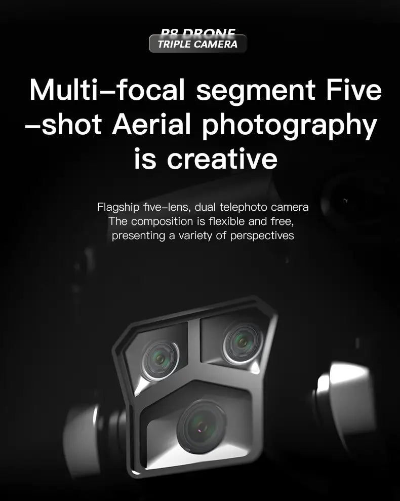 P8 Pro HD Aerial Photography Five Lens Obstacle Avoidance Drone Automatic Return GPS Quadcopter Remote Control Airplane