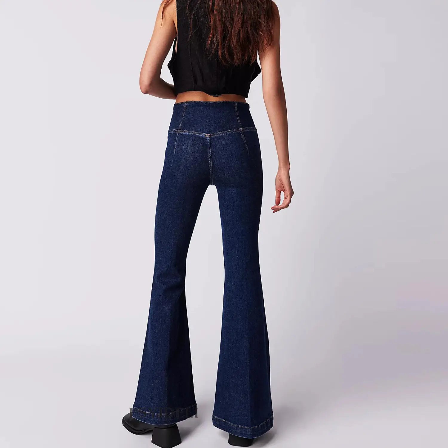 Women’s Waist Irregular Slim-fit Slimming Stretch Denim Flared Pants