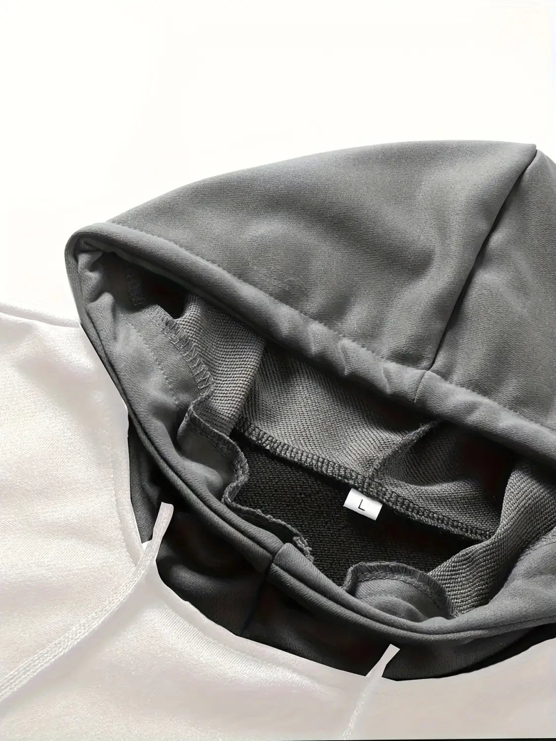 Men’s Contrast Color Hooded Pullover Drawstring Pocket Long Sleeve Sweater