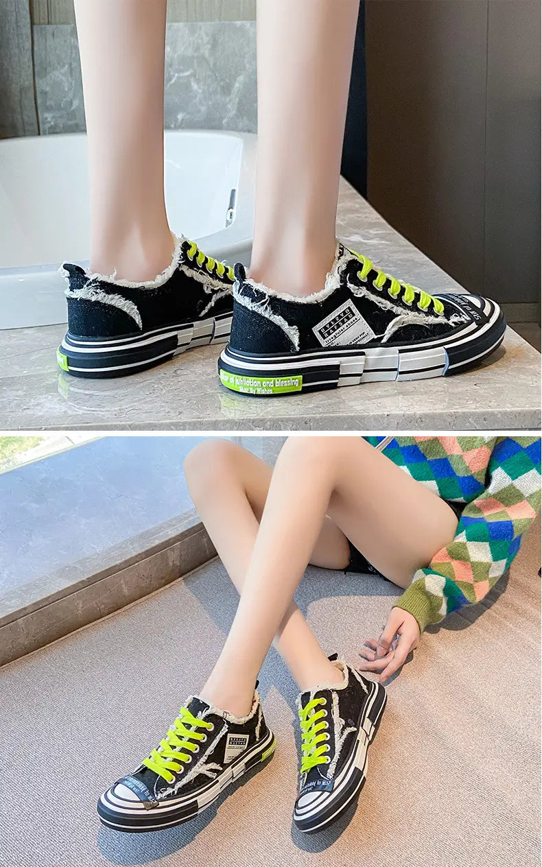 Platform stitching ladies canvas shoes