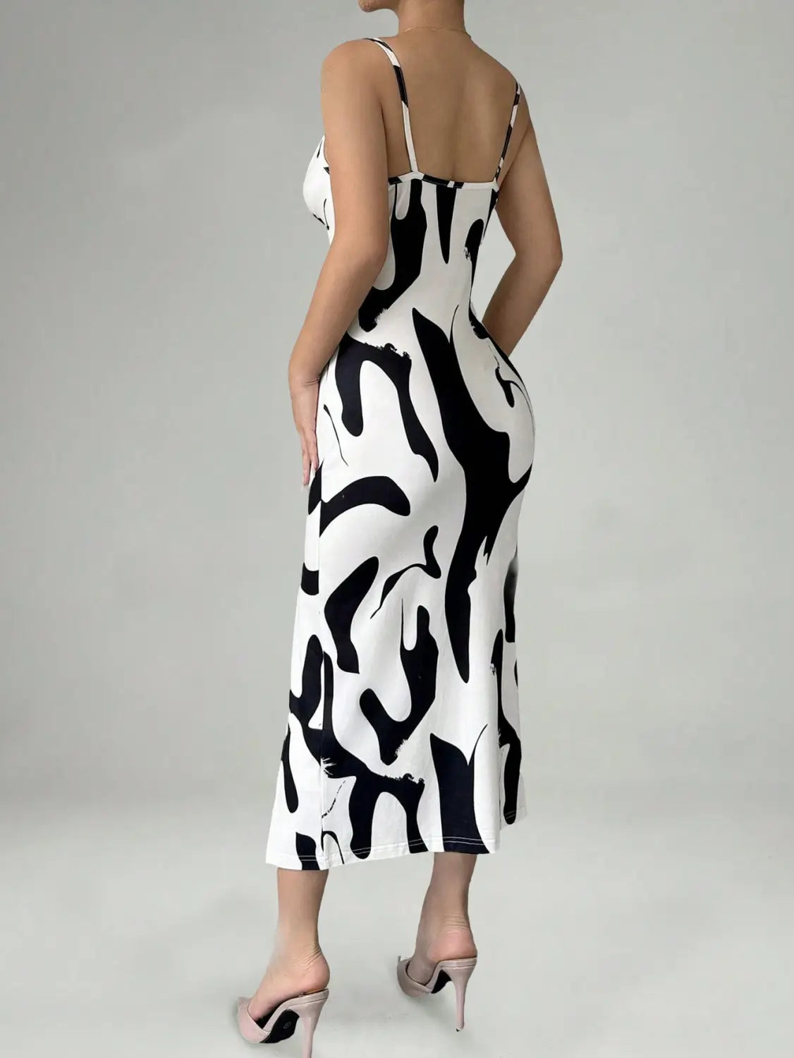 Summer Printed Suspender Split Dress Fashion Slim Lace-up Long Dresses For Women Clothing