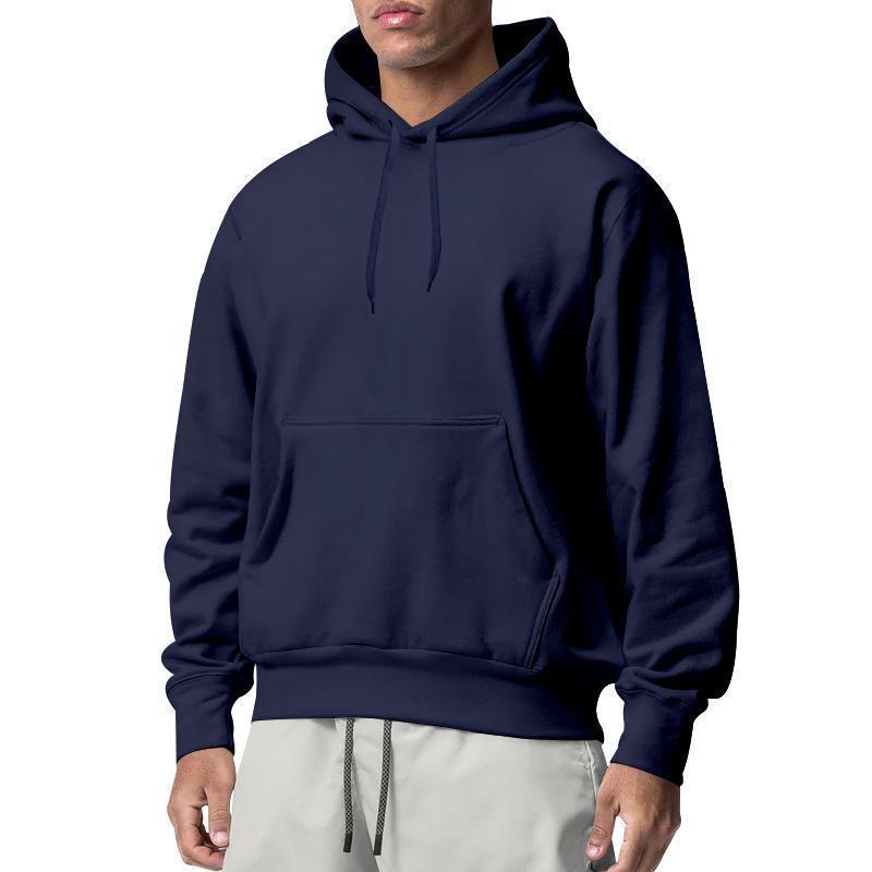 European And American Men’s Sports Solid Color Fleece Sweater Hoodie