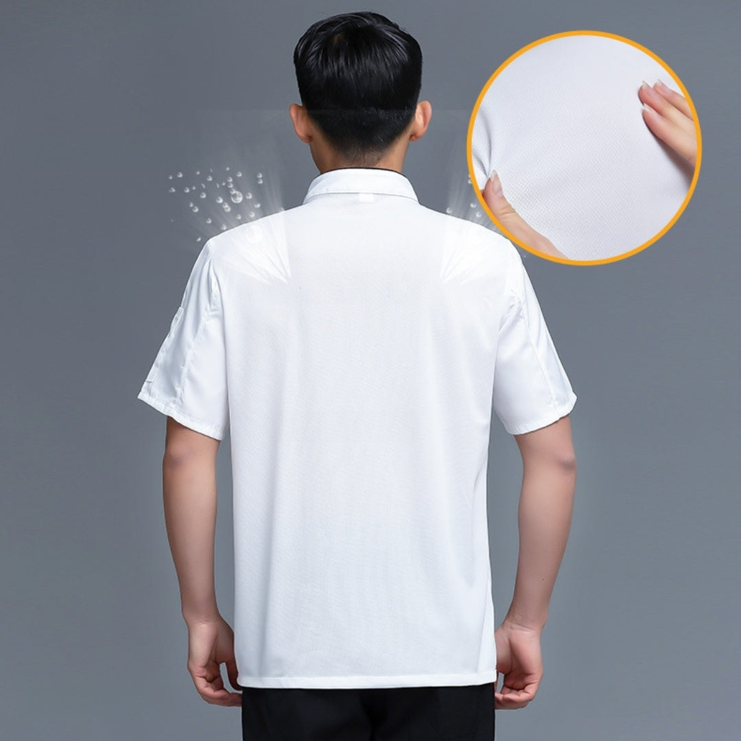 Short Sleeved Men's Breathable Work Clothes For Hotel Catering Chefs