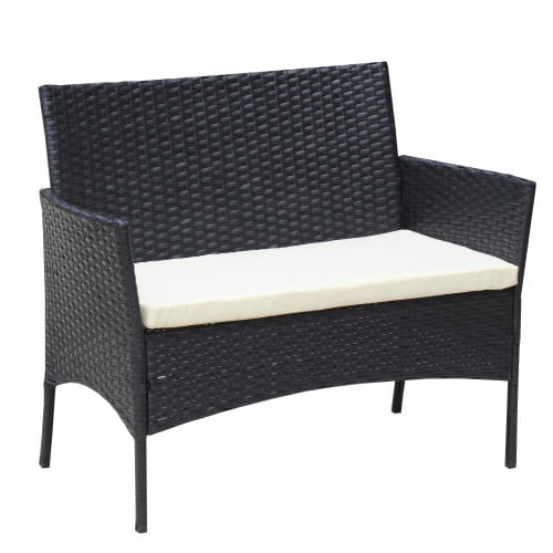 Rattan Patio Furniture 4 Piece Set Outdoor Patio Cushioned Seat