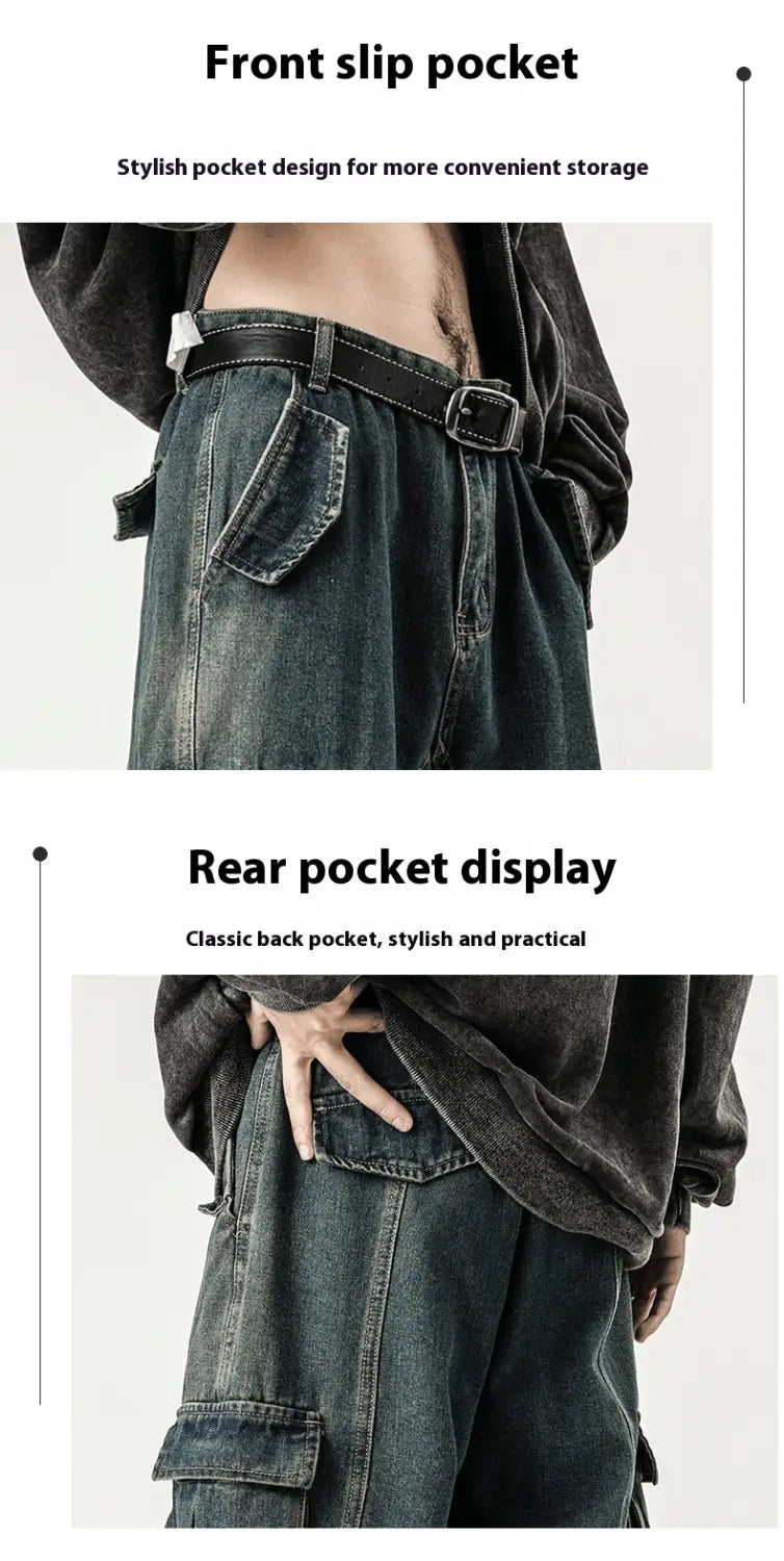 Men’s American Retro Washed Workwear Jeans