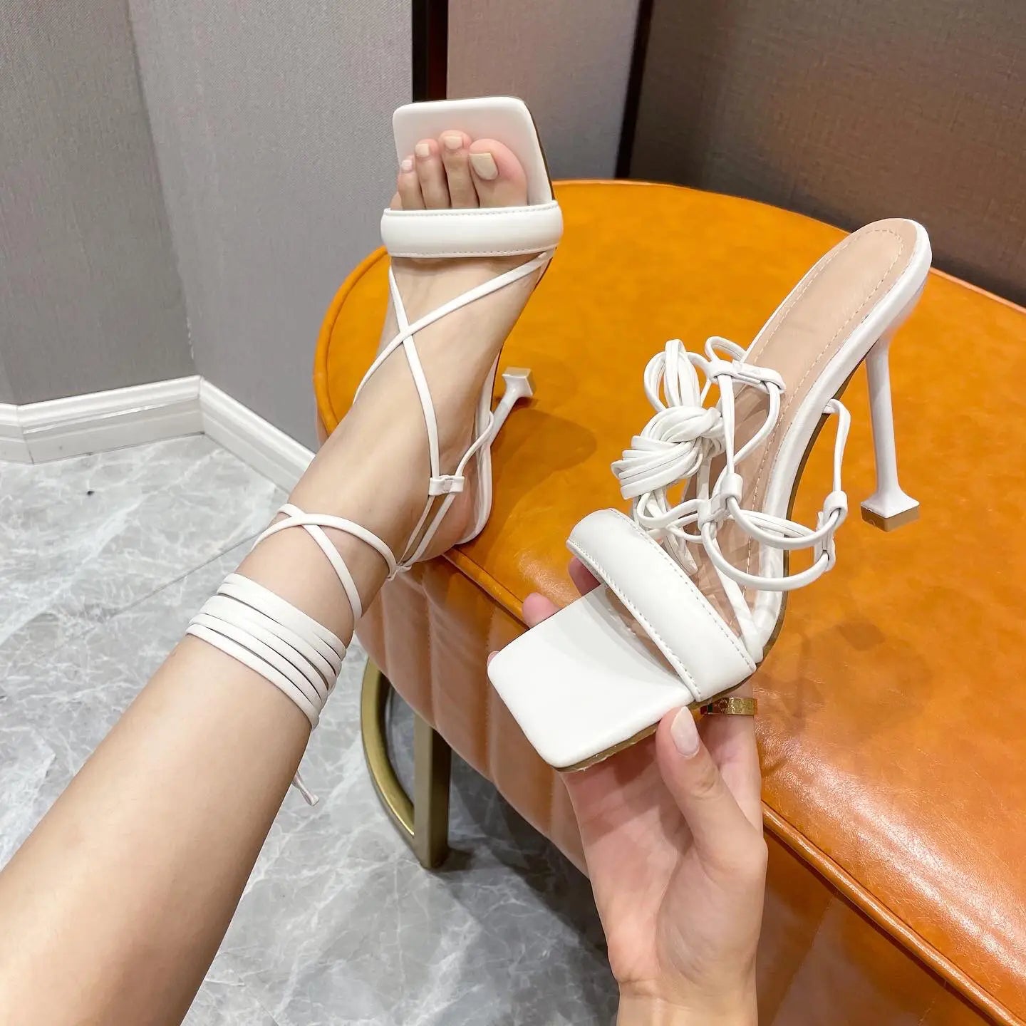 Stiletto Cutout Ankle Strap Stiletto Heels