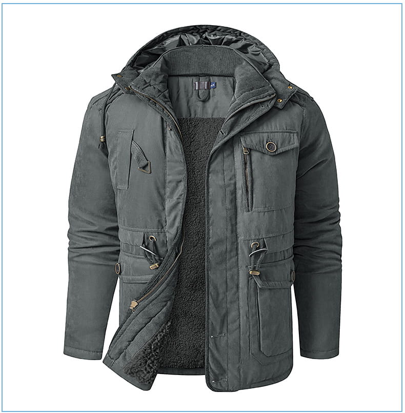 Men’s Plus Size Mid-length Fleece-lined Thickened Cotton-padded Coat