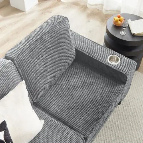 83.86Corduroy Fabric Sofa,Modern Compressed Couch,3-Seater Sofa Furniture For Living Room,Bedroom,office - 5