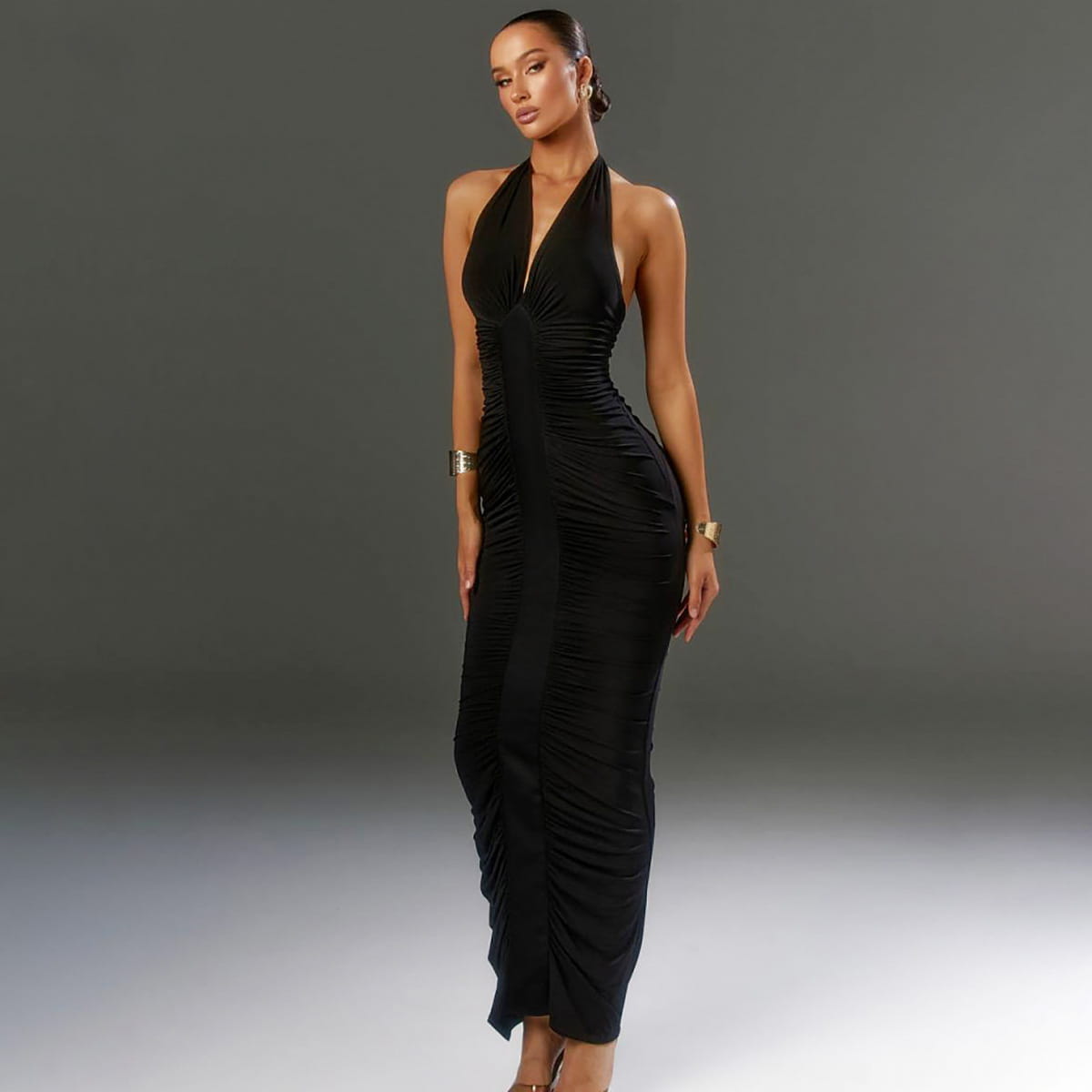 Women’s Fashion V-neck Backless Lace-up Dress