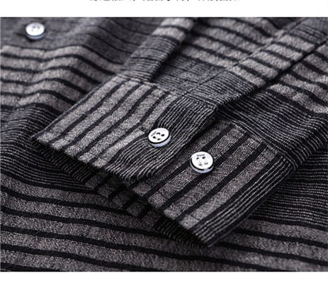 Long Sleeve Shirt Light Business Casual Linen Striped Shirt For Men