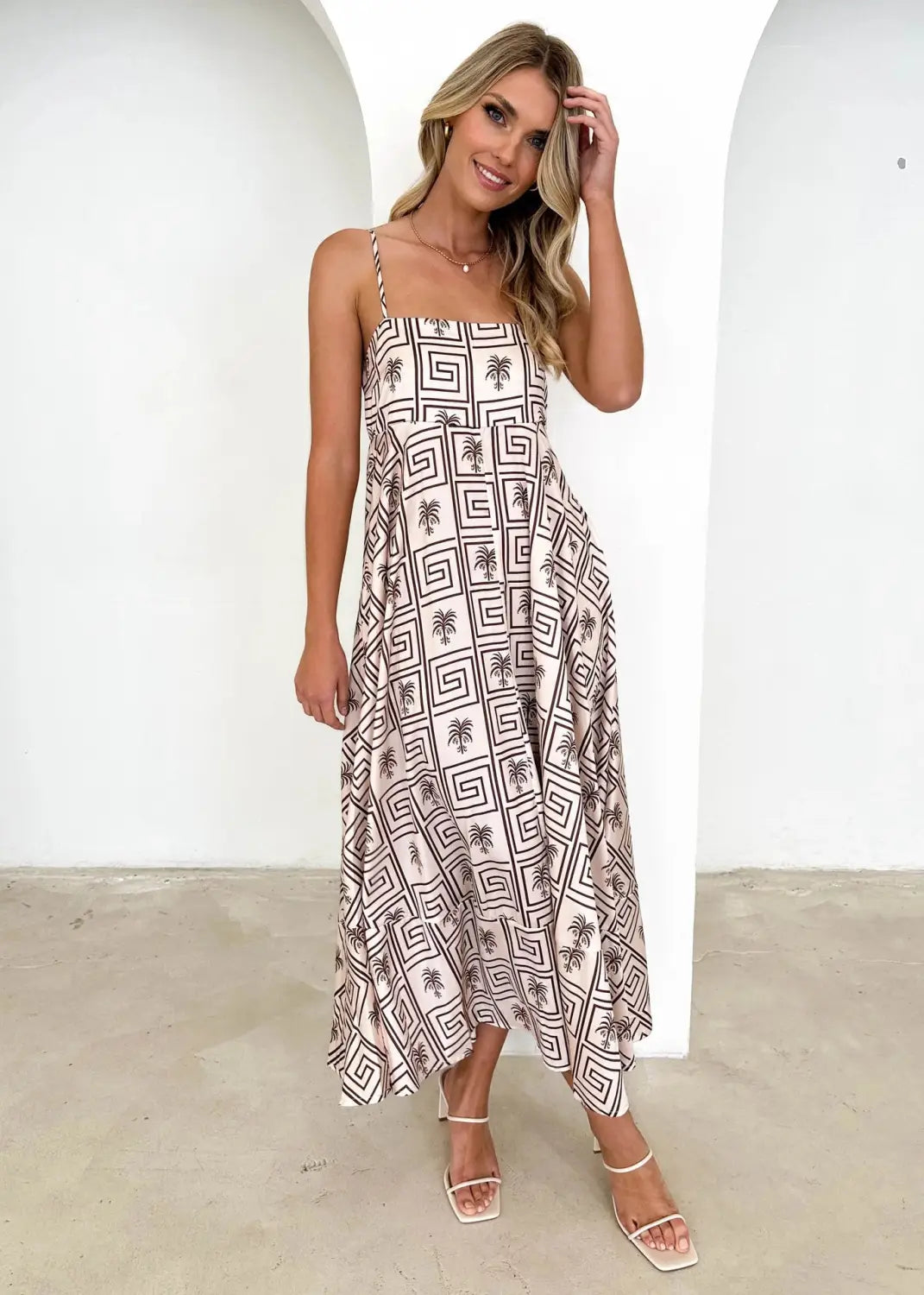 Floral Print Suspender Dress Summer Slim Fit Long Dresses For Womens Clothing