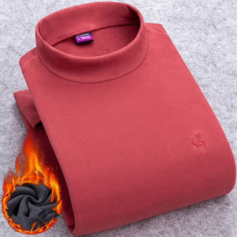 Men’s Half High Collar Plus Velvet Warm Plus Size Slim Bottoming Shirt