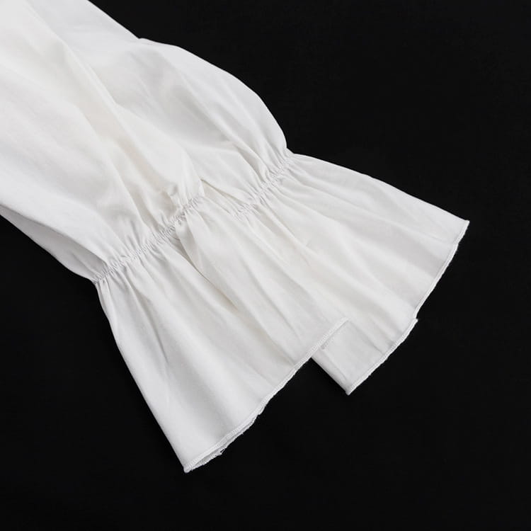 Fashion V Neck Pleated Ruffle Long Sleeve Dress Y2K V Neck Flared Sleeve Short Dress Women’s Clothing