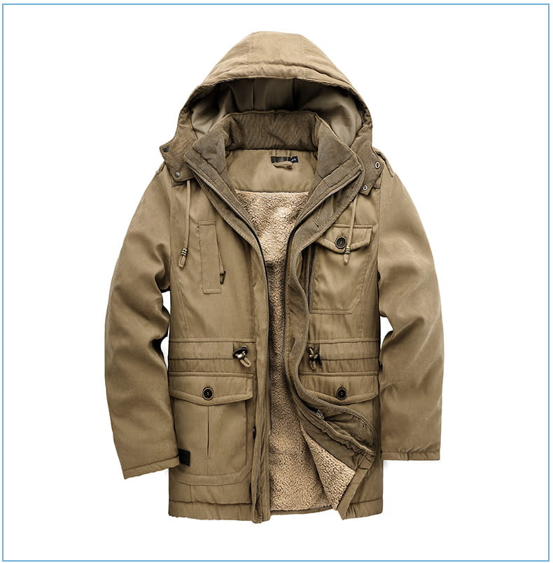 Men’s Plus Size Mid-length Fleece-lined Thickened Cotton-padded Coat