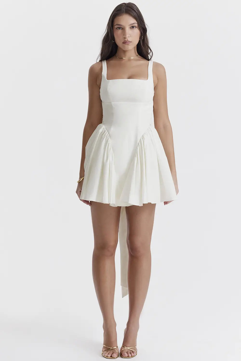 Square Neck Sleeveless Dress With Backless Bow Design Summer Fashion Slim Short Dresses For Women Clothing