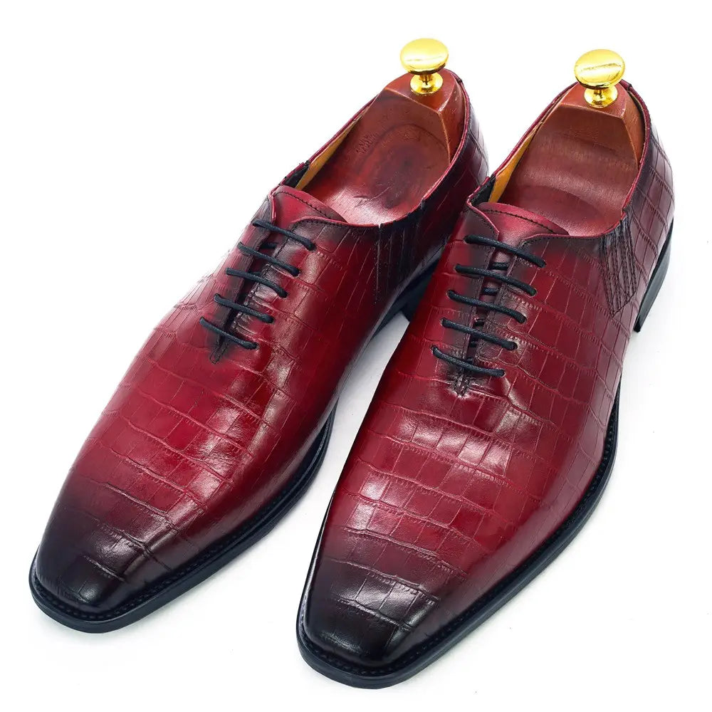 Embossed Fish Pattern Leather Formal Business Shoes