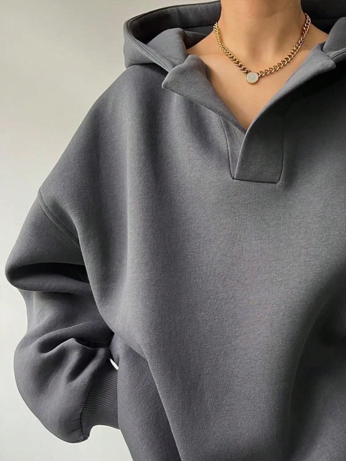 Women’s Solid Color Long Sleeve Hooded Solid Color Loose Sweater