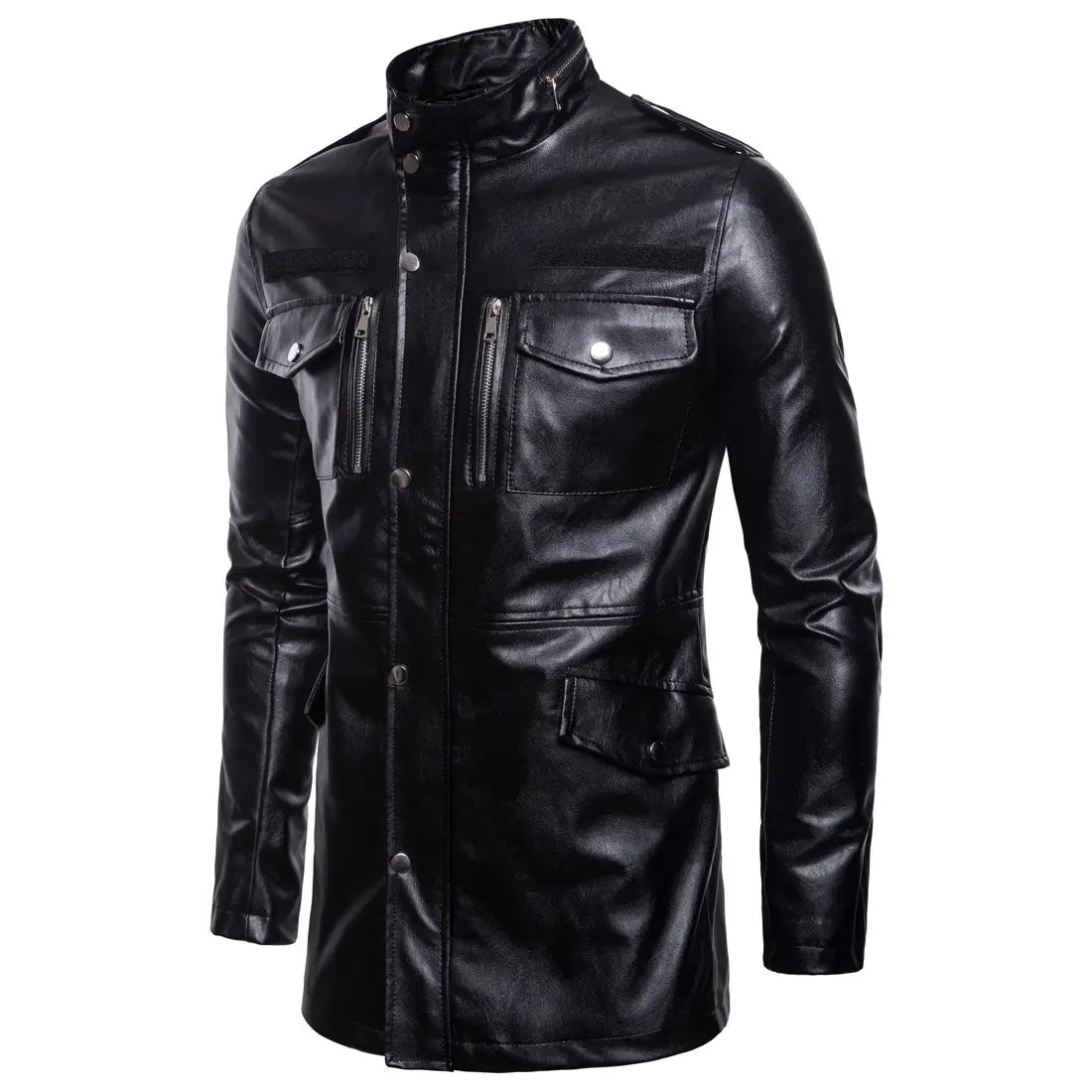 Stand-up Collar men’s Leather Jacket
