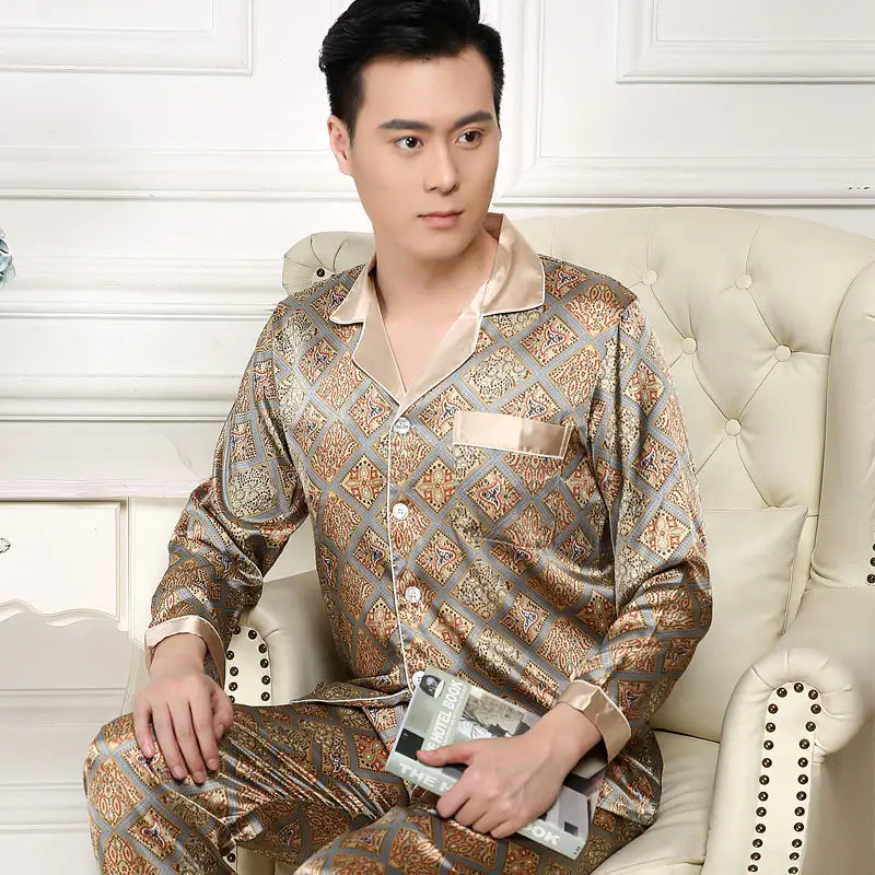 Silk Long Sleeve Men’s Pajamas
