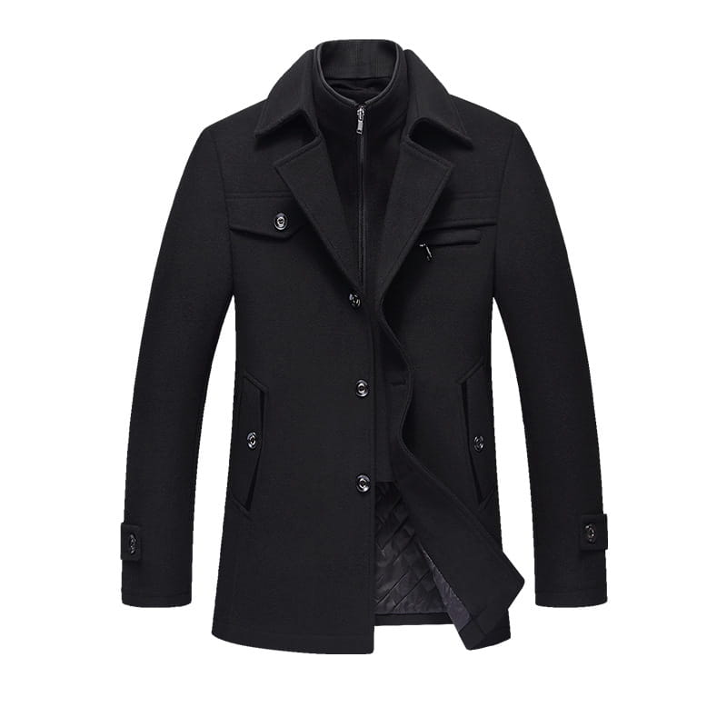 Men Woolen Coats Winter Slim Fit Warm Overcoats Brand Detachable Collar Casual Wool Blends Trench Coats SL-F053