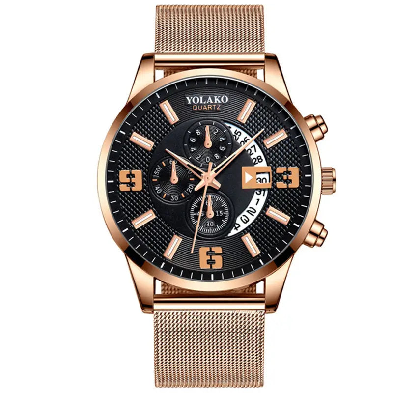 Fashion Three-eye Digital Men’s Watch With Calendar
