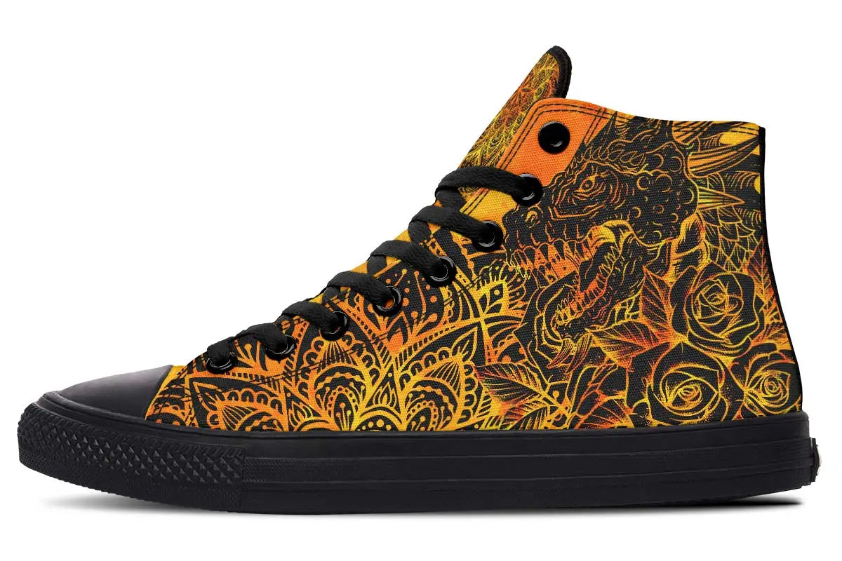 Printed Couple High Top Canvas Shoes