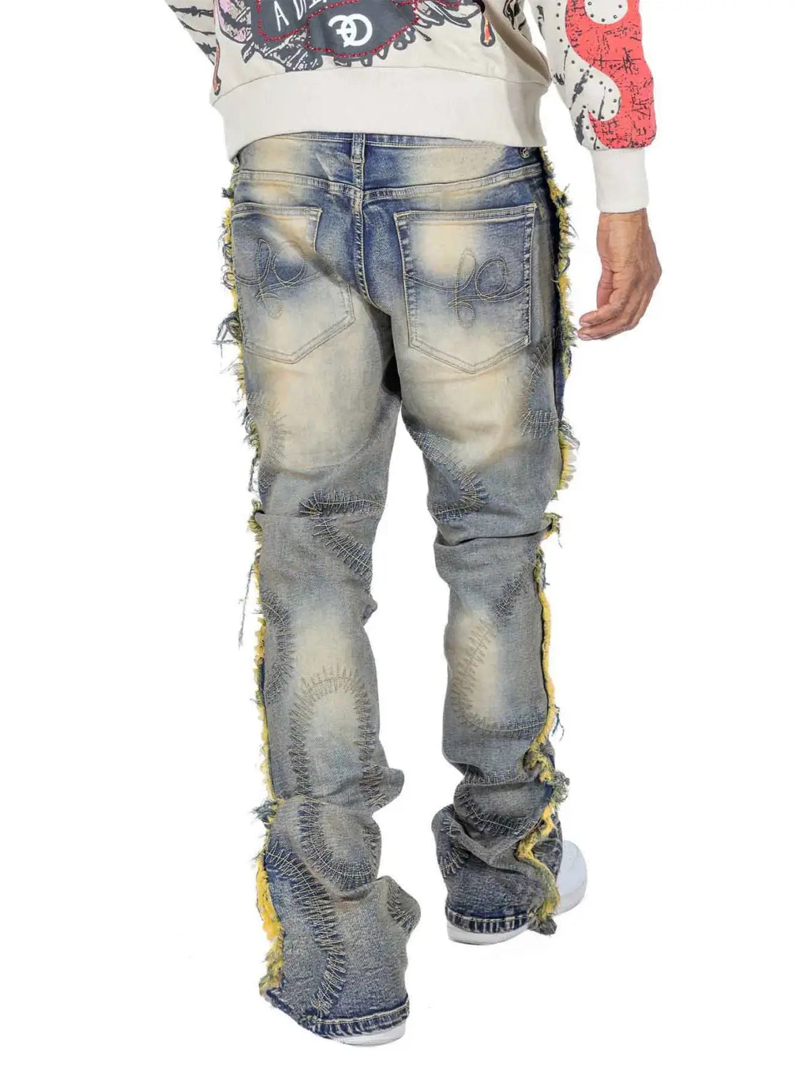 Men’s Trousers Slightly Stretch Embroidered Jeans