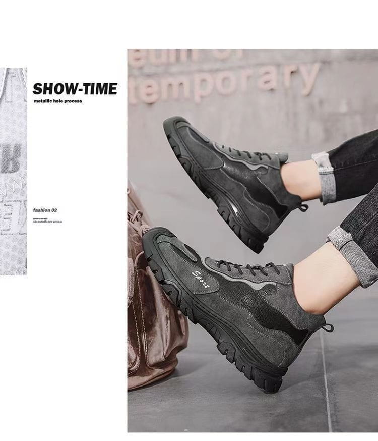 Winter Fleece-lined Thick High Waist Casual Cotton-padded Shoes Men’s Hiking Shoes