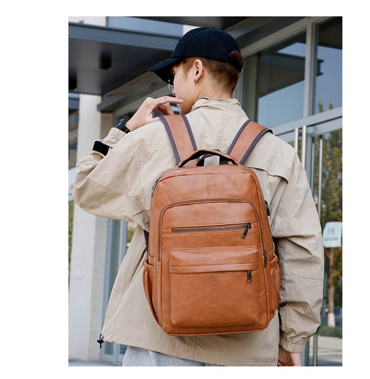 Multi-functional Retro Leather Backpack