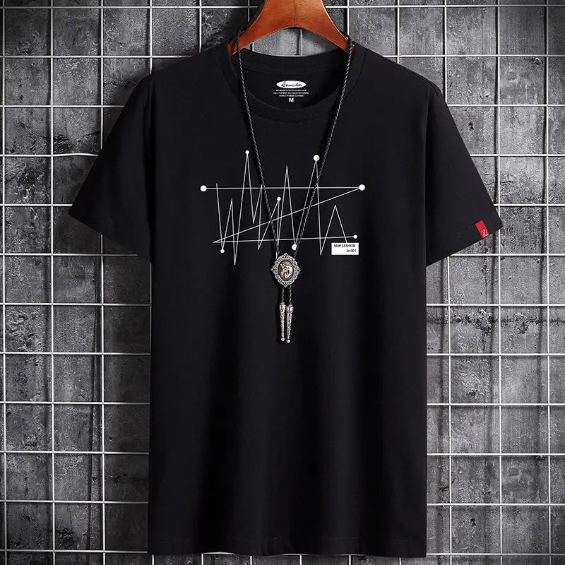 Round Neck Cotton Loose Plus Size Short Sleeve Men