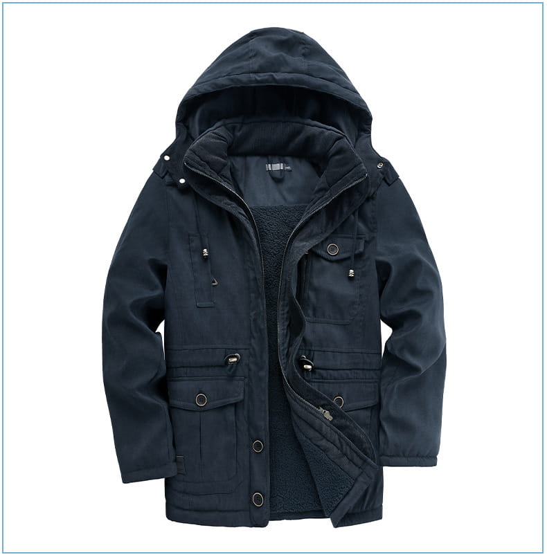 Men’s Plus Size Mid-length Fleece-lined Thickened Cotton-padded Coat