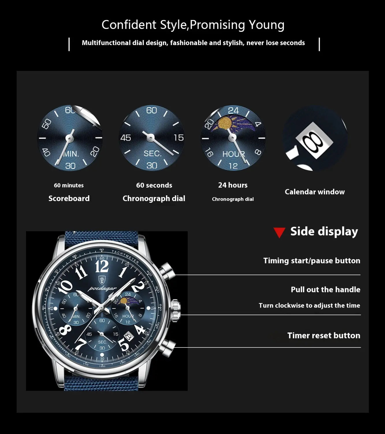 Multifunctional Luminous Quartz Men’s Watch